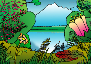 Ausmalbild Landschaft 01
